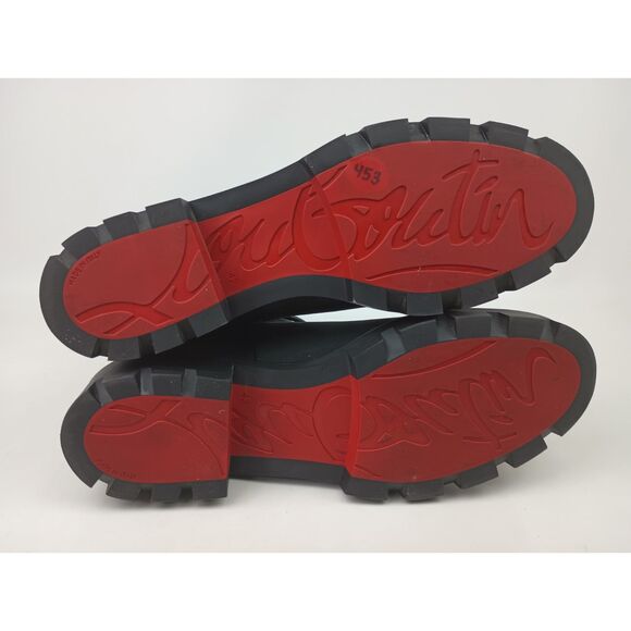 Christian Louboutin Black Nubuck CL Logo Lug Sole Chelsea Boots Size 42 - Picture 7 of 7